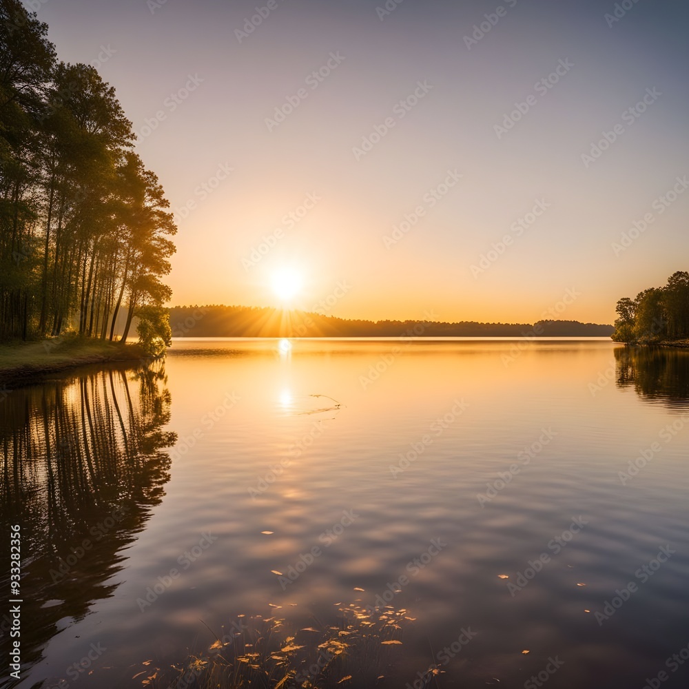 Fototapeta premium sunset over the river