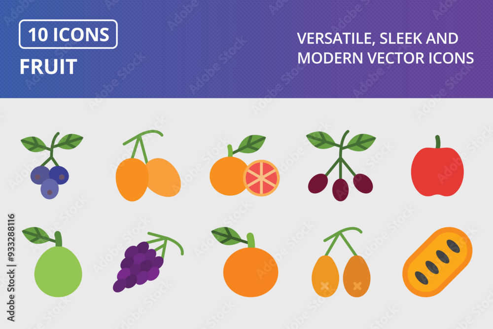 Fruit Flat Icon Set Fruit Flat Icon Set