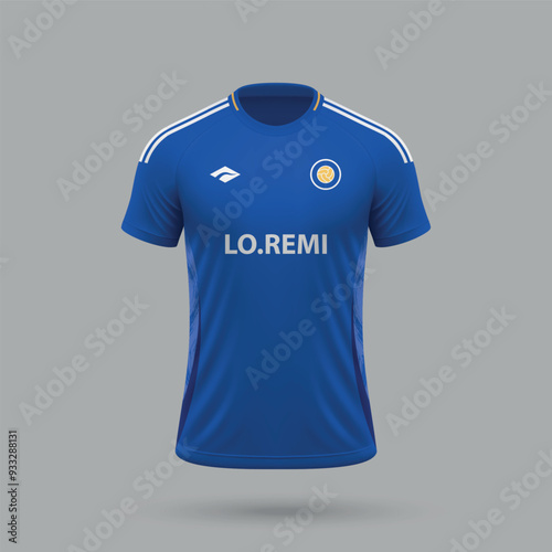 3d realistic soccer jersey in Leicester style, football shirt template 2024