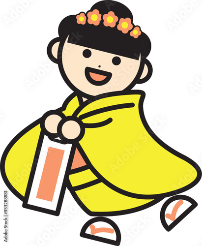 ポーズをとる七五三の女の子
