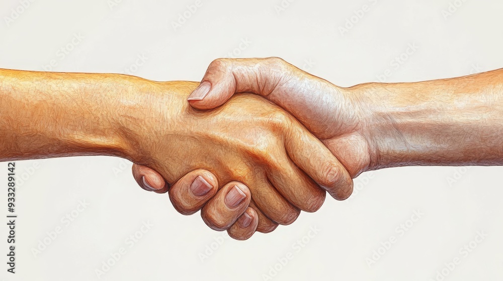Fototapeta premium A handshake signifies cooperation and mutual respect between two individuals.