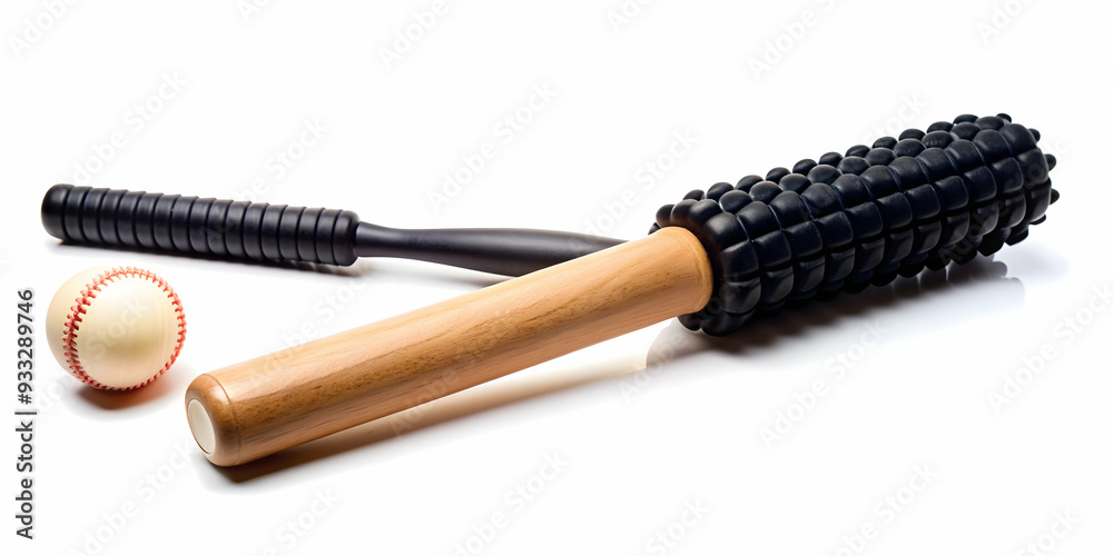 Simple flat vector illustration as Massage roller and baseball bat concept as A massage roller and a baseball bat symbolizing the connection between recovery and sport ideal for isolated vector design Simple flat vector illustration as Massage roller and baseball bat concept as A massage roller and a baseball bat symbolizing the connection between recovery and sport ideal for isolated vector design