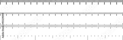 Inch black lines.Set of linear scales, meter tape with measuring line. length measurement scale