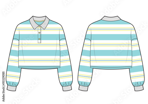 Cropped polo with stripes, fashion illustration