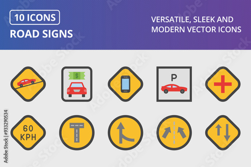 Wallpaper Mural Road Signs Flat Icon Set Torontodigital.ca