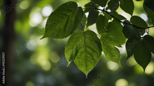 Green leaves framing a stylish natural bokeh background.generative.ai