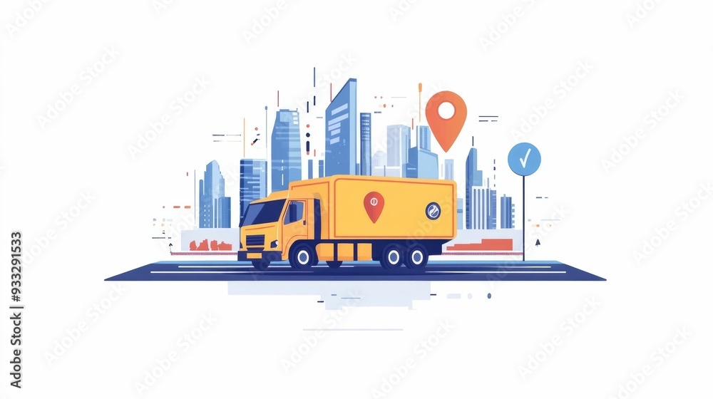 Obraz premium Digital logistics management software with dashboard data analysis and optimization tools for streamlining transportation and supply chain processes in a corporate business environment