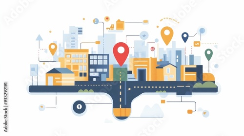 Efficient Inventory Tracking and Logistics Management Across Multiple Locations   Flat Design Depicting the Optimization of Supply Chain Processes and Warehouse