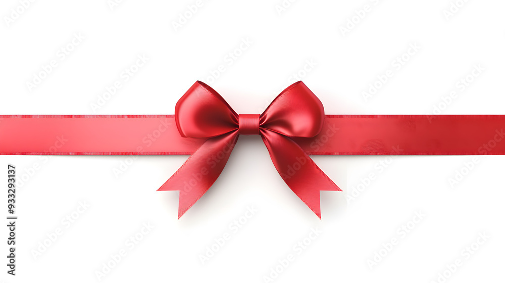 Red ribbon with bow in vector style isolated on white background. Red ribbon with bow in vector style isolated on white background.