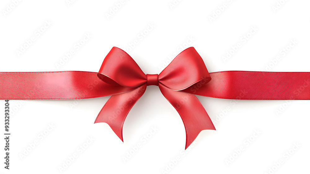 Red ribbon with bow in vector style isolated on white background. Red ribbon with bow in vector style isolated on white background.
