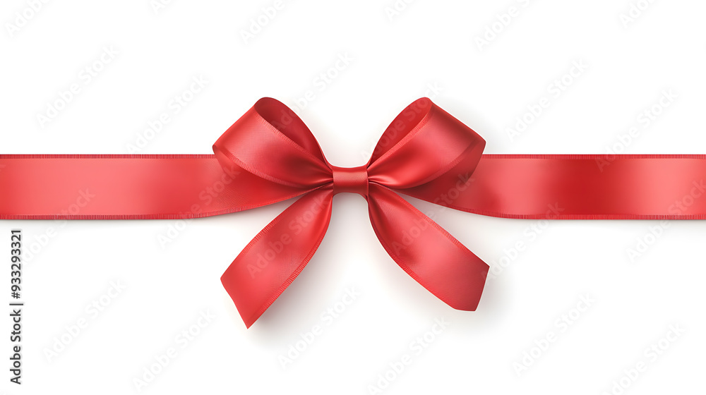 Red ribbon with bow in vector style isolated on white background. Red ribbon with bow in vector style isolated on white background.