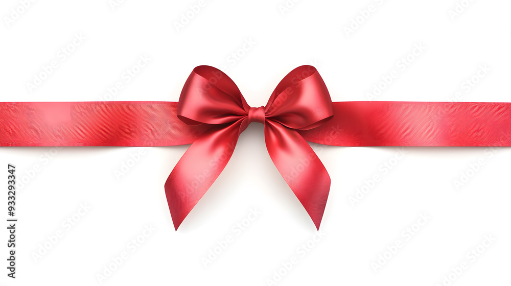 Red ribbon with bow in vector style isolated on white background. Red ribbon with bow in vector style isolated on white background.