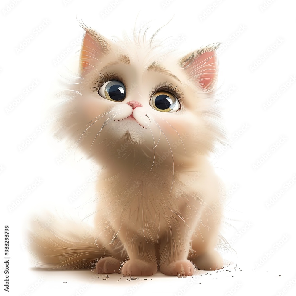 Cute Cat on a White Background. An 8K High-Resolution Illustration Featuring an Adorably Designed Cat in a Playful and Colorful Cute Cat on a White Background. An 8K High-Resolution Illustration Featuring an Adorably Designed Cat in a Playful and Colorful