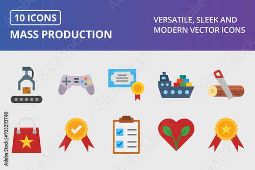 Mass Production flat Icon Set