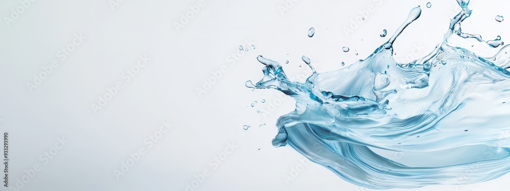 Obraz premium A blue liquid splashes up against a white background