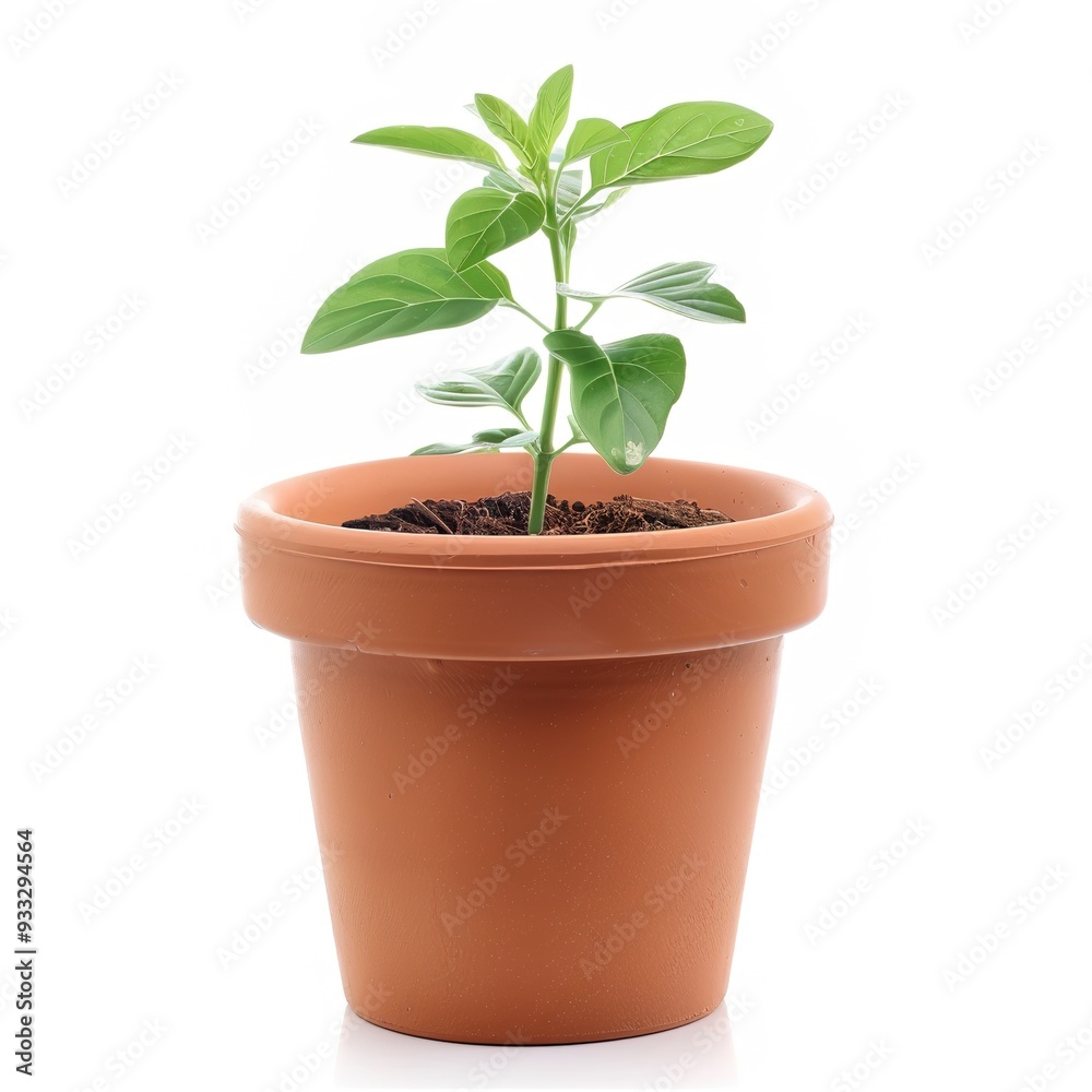 Plant Pot with Flower Isolated on a White Background. A Simple and Elegant Representation of a Flowering Plant in a Pot, Ideal for Home Decor and Botanical Illustrations. Plant Pot with Flower Isolated on a White Background. A Simple and Elegant Representation of a Flowering Plant in a Pot, Ideal for Home Decor and Botanical Illustrations.