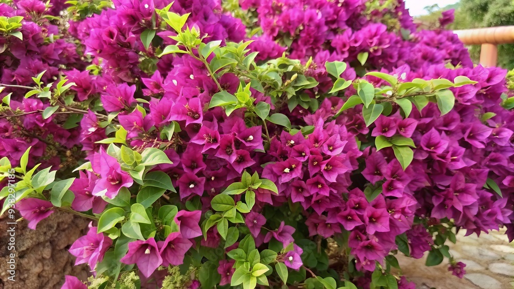 Vibrant purple bougainvillea flowers cascade down a thorny vine, against a pure white background, creating a stunning tropical floral display of delicate yet bold beauty. Vibrant purple bougainvillea flowers cascade down a thorny vine, against a pure white background, creating a stunning tropical floral display of delicate yet bold beauty.