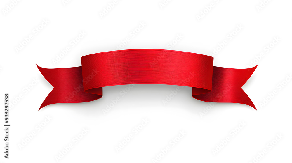 Red ribbon in vector style, curve badge, label, isolated on white background Red ribbon in vector style, curve badge, label, isolated on white background