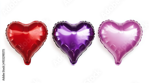 Wallpaper Mural Hearts for special occasions! These three inflatable hearts in red, purple, and pink are perfect for Valentine's Day or birthdays. They're isolated on a white background, making them easy to display. Torontodigital.ca