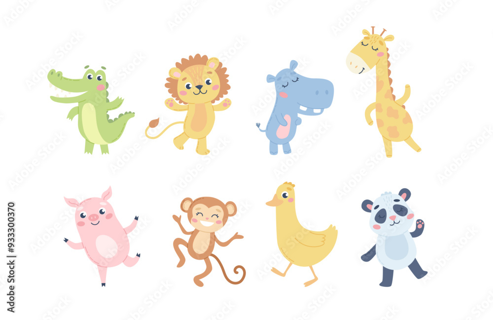 Children cute animal set. Different animals for kids. Vector illustration Children cute animal set. Different animals for kids. Vector illustration