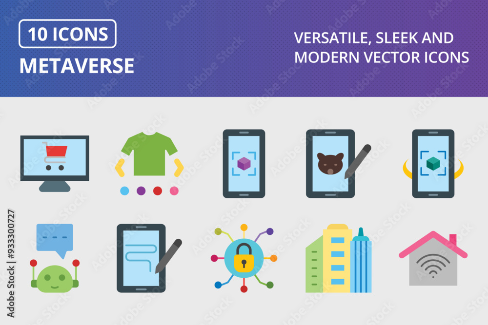 Metaverse Flat Icon Set Metaverse Flat Icon Set