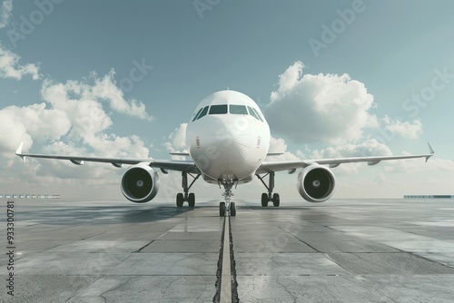 A white airplane with a large white sign on the side