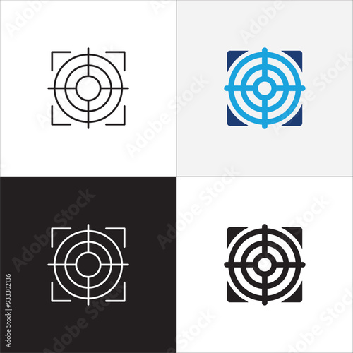 Target icon. Aim icons set. Goal and objective symbol. Business and management icons. Vector stock illustration in thin line and color flat solid variation graphic resource.