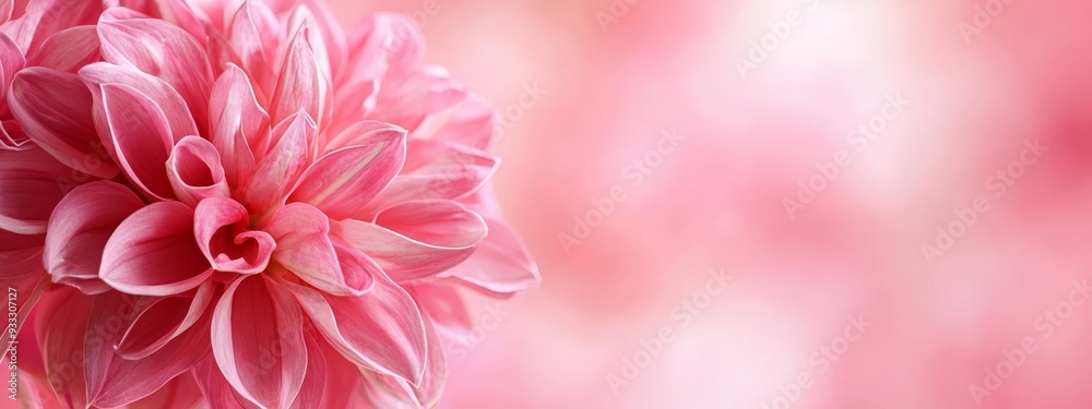  A pink flower, focusing closely on its petals, against a backdrop of pink and white Background subtly blurred, revealing an indistinct image