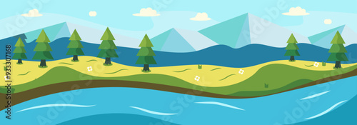 Simple natural scene in cartoon style