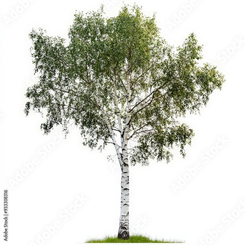 A white background with a single tree in the foreground