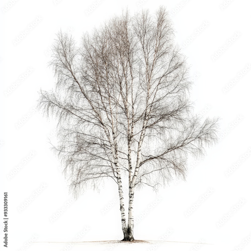 Obraz premium A tree with no leaves is standing alone in a field