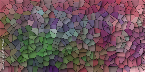 3D Abstract Seamless Multicolor Broken Stained-Glass Geometric Retro Tiles Pattern and Quartz Crystal Voronoi Diagram Background for Website, Fabric Printing, Brochures, Luxury/Premium Packaging	
