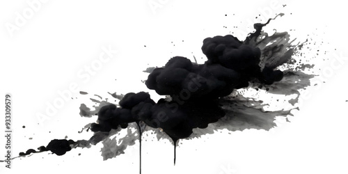 Vector abstract black rainbow holi paint and colorful cloud smoke powder explosion isolated on transparent wide panorama background.