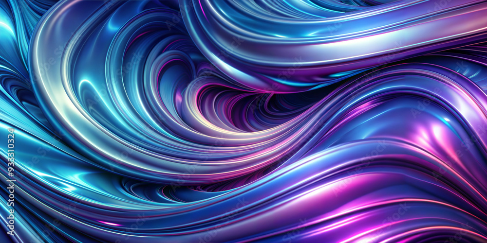 Obraz premium Abstract metallic swirl pattern in blue and purple hues