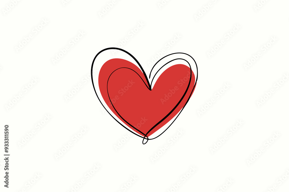 A red heart with abstract, overlapping lines A red heart with abstract, overlapping lines