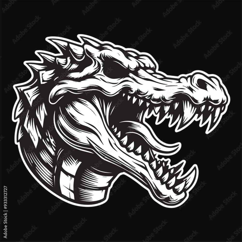 Obraz premium Set Hand drawn Goat Skull Head Dark Art with Different Angel Hatching Outline Style illustration