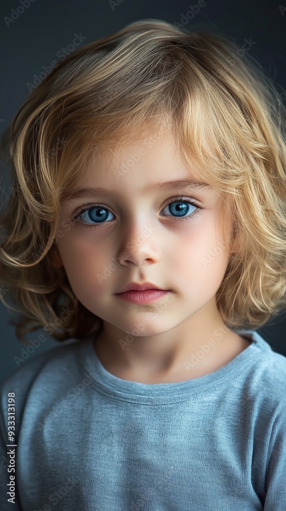 A studio portrait of a child in soft, diffused lighting, their innocence captured with a simple, clean background A studio portrait of a child in soft, diffused lighting, their innocence captured with a simple, clean background
