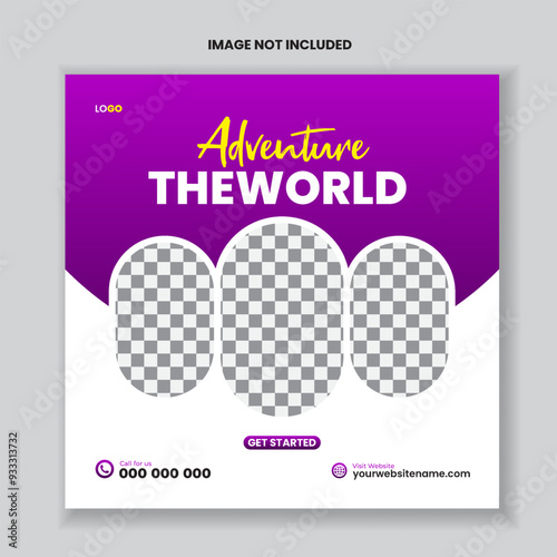 Travel and tour  post  design also travel holiday flyer layout vector template design 
