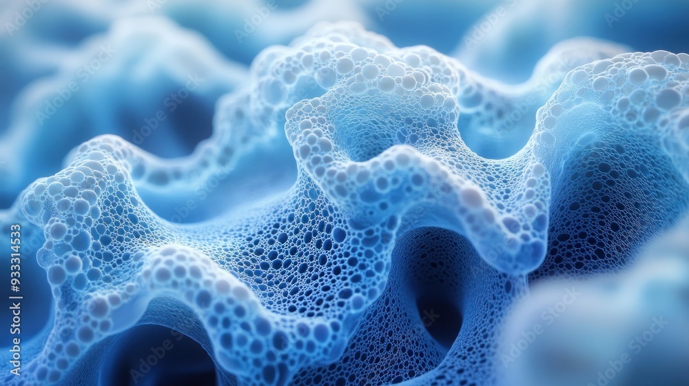 Abstract Blue Foam Bubbles