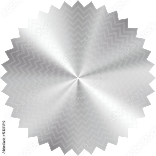 Silver sticker. Vector mesh metallic foil stamp, label