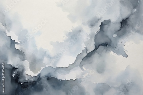 Abstract watercolor painting in gray and white shades