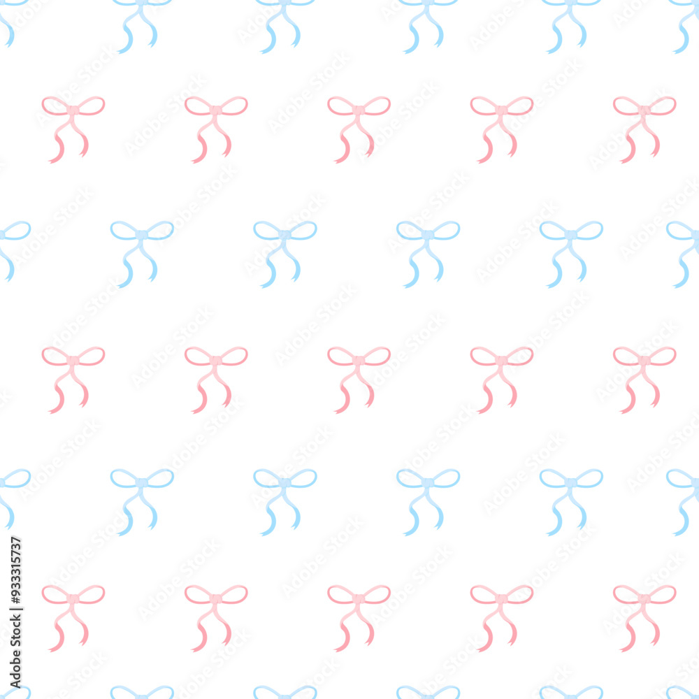 Seamless vector pattern with blue and pink bows for a baby shower Seamless vector pattern with blue and pink bows for a baby shower
