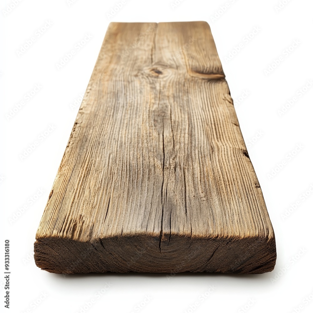 A long wooden plank with a few scratches and dents A long wooden plank with a few scratches and dents