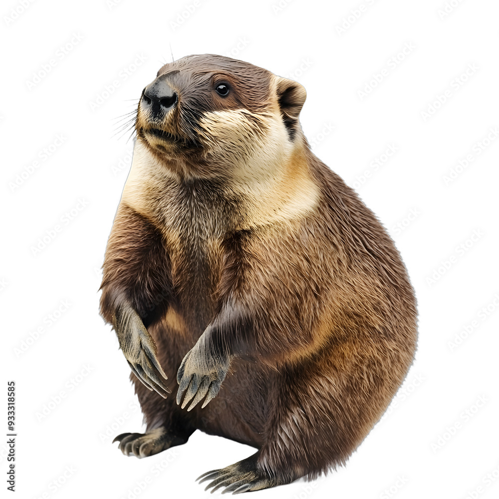 [Transparent Background PNG]Cute Groundhog Sitting on White Background