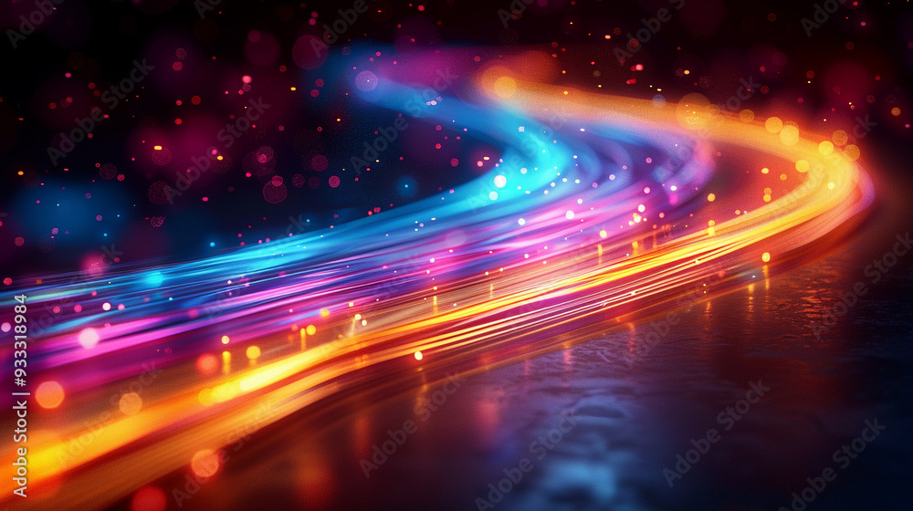 An abstract background with vibrant neon light trail An abstract background with vibrant neon light trail