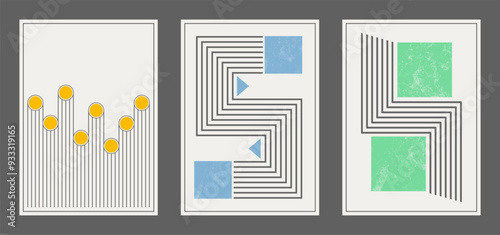 An abstract composition of a poster or poster. A template for interior design and print. The idea of minimalism in retro style.