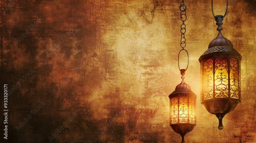 Two Hanging Lanterns with Warm Glow Two Hanging Lanterns with Warm Glow