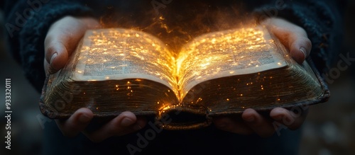 Mystical Book Glowing With Magical Power photo