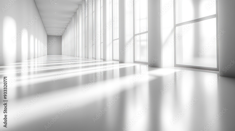 Modern White Corridor with Windows Modern White Corridor with Windows