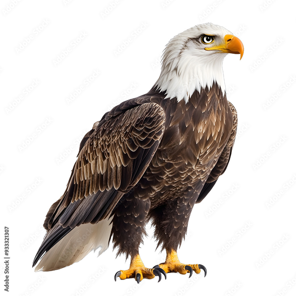 Obraz premium [Transparent Background PNG]Close Up of Bald Eagle Standing on White Background